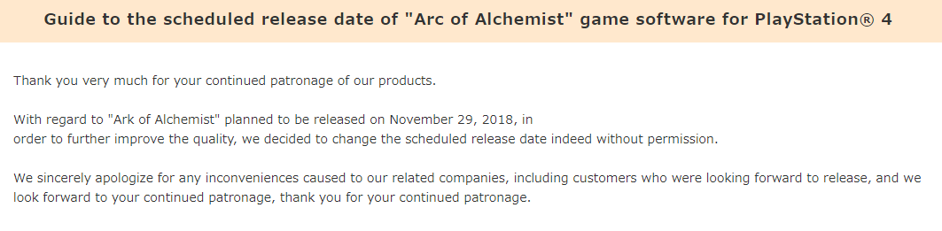 Arc of Alchemist, PlayStation 4, Japan, release date, gameplay, features, price, trailer, screenshots, Compile Heart, delayed, アークオブアルケミスト, game