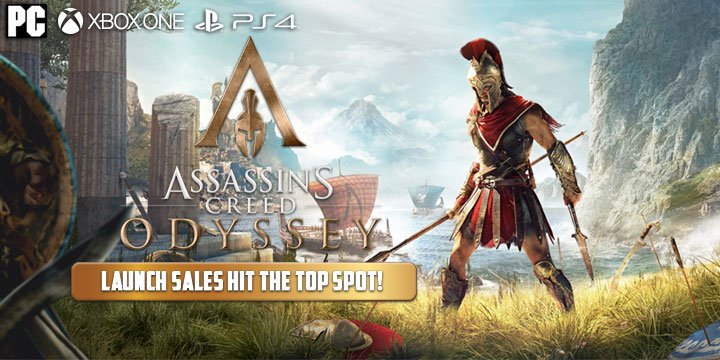 Assassin's Creed Odyssey, PlayStation 4, Xbox One, US, North America, Europe, Australia, Japan, release date, gameplay, trailer, price, features, Season Pass and Post Launch Trailer, update, sales, launch sales