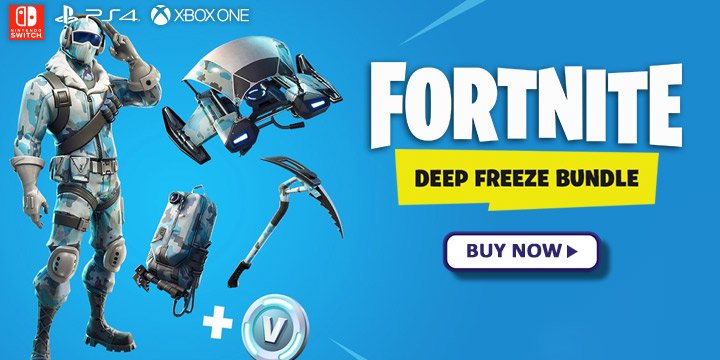Fortnite: Deep Freeze Bundle, Fortnite, US, North America, Europe, PAL territories, PlayStation 4, Xbox One, Nintendo Switch, release date, price, gameplay, features, physical version