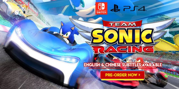 Sega, Team Sonic Racing, PS4, Switch, PlayStation 4, Nintendo Switch, Asia, Chinese subtitles, English subtitles