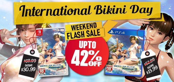 International Bikini Day, DOA, Dead or Alive, Dead or Alive Xtreme 3: Scarlet, Multi-Language, Asia, sale, discount, promo, playasia, game, Nintendo Switch, Switch, PS4, PlayStation 4