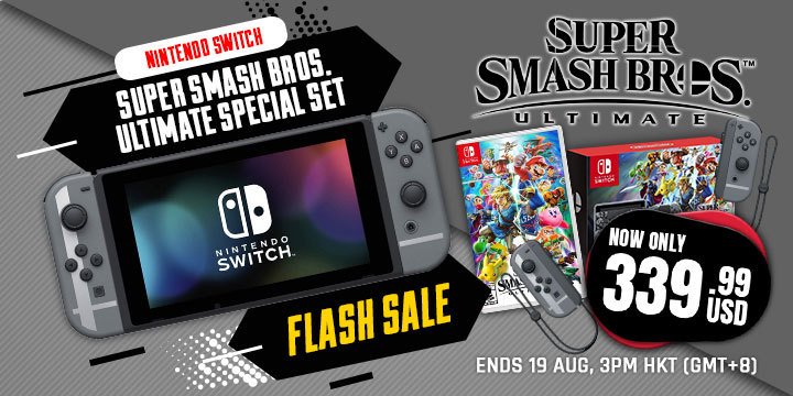 Nintendo Switch in Gray with Super Smash Bros and Accessories Kit 