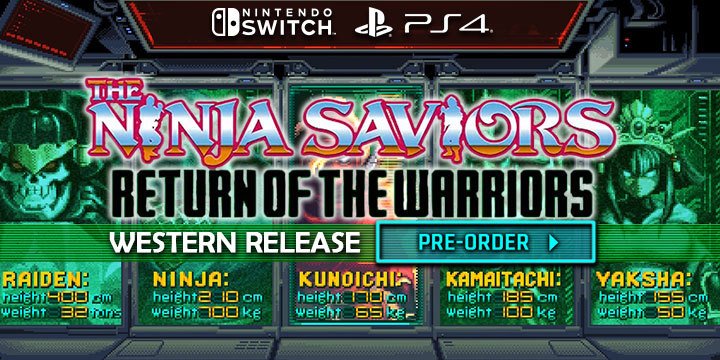  The Ninja Saviors: Return of the Warriors, The Ninja Warriors: Once Again, PlayStation 4, Nintendo Switch, Switch, PS4, US, Europe, Taito, Pre-order