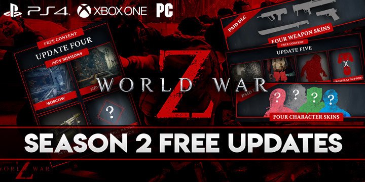 World War Z, PS4, XONE, PlayStation 4, Xbox One, US, Europe, Mad Dog Games, update, DLC, Season two