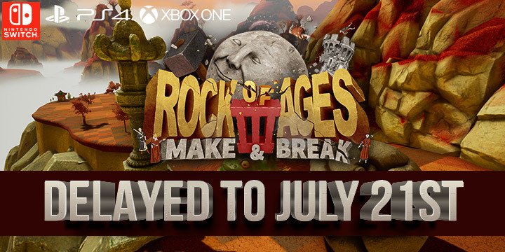 Rock of Ages 3: Make & Break ps4, playstation 4, switch, nintendo switch, xone, xbox one,us, north america, europe, release date, gameplay, features, price, modus games, delayed, update