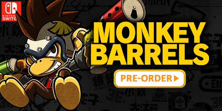 Monkey Barrels, Nintendo Switch, Switch, Japan, gameplat, features, release date, price, trailer, screenshots, Justdan, Monkey Barrel
