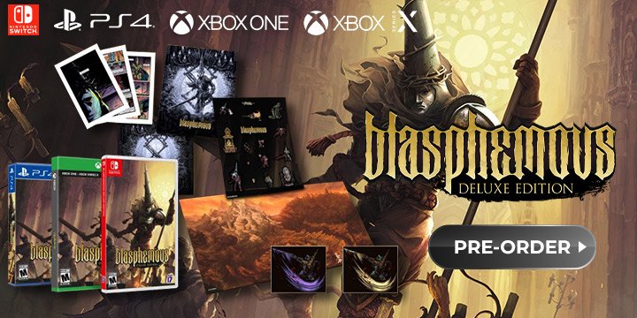 Blasphemous [Deluxe Edition], Blasphemous, PS4, PlayStation 4, Switch, Nintendo Switch, XONE, Xbox One, XSX, Xbox Series X, Sold Out Uk, Team 17, Europe, release date, trailer, features, screenshots, pre-order now