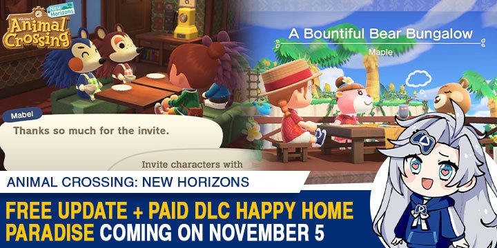 Animal Crossing, Animal Crossing: New Horizons, Nintendo Switch, US, North America, Europe, Japan, trailer, update, Nintendo, update, Animal Crossing Direct, DLC, Happy Home Paradise