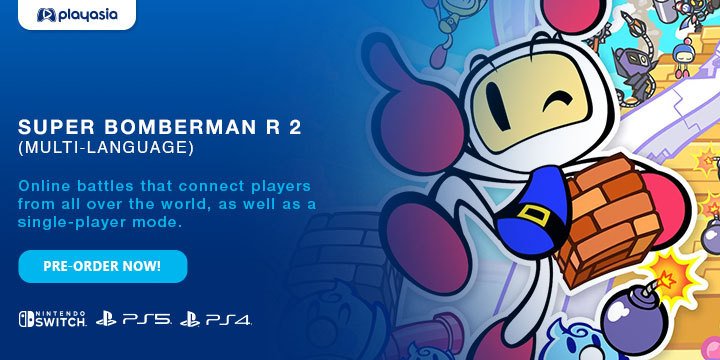 Super Bomberman R 2, Super Bomberman, Multi-language, PlayStation 5, PlayStation 4, Nintendo Switch, PS4, PS5, Switch, Japan, Konami, gameplay, features, release date, price, trailer, screenshots